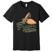 Camo Heels Prayer Warrior Faith God Jesus Christian Premium T-Shirt