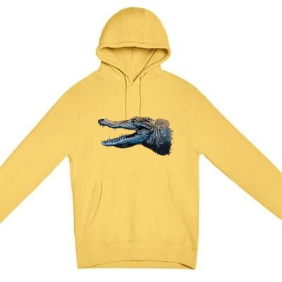 Crocodile Head Portrait From A Splash Premium Pullover Hoodie