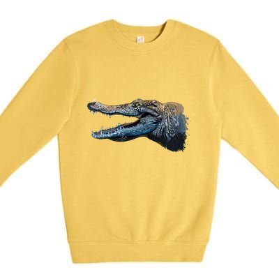 Crocodile Head Portrait From A Splash Premium Crewneck Sweatshirt