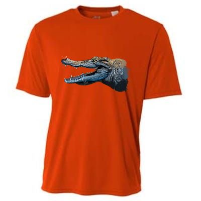 Crocodile Head Portrait From A Splash Cooling Performance Crew T-Shirt