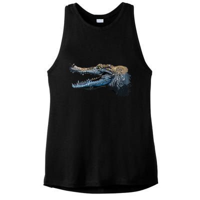 Crocodile Head Portrait From A Splash Ladies PosiCharge Tri-Blend Wicking Tank