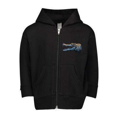 Crocodile Head Portrait From A Splash Toddler Zip Fleece Hoodie