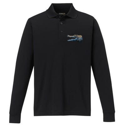 Crocodile Head Portrait From A Splash Performance Long Sleeve Polo