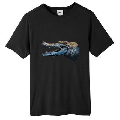 Crocodile Head Portrait From A Splash Tall Fusion ChromaSoft Performance T-Shirt