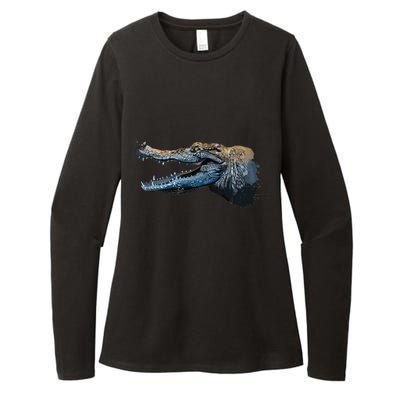 Crocodile Head Portrait From A Splash Womens CVC Long Sleeve Shirt