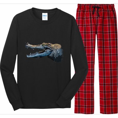 Crocodile Head Portrait From A Splash Long Sleeve Pajama Set