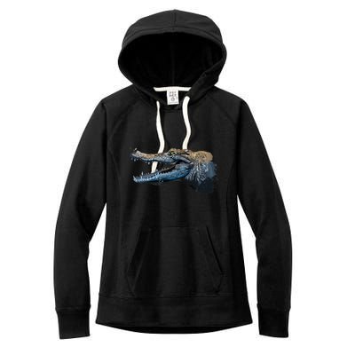 Crocodile Head Portrait From A Splash Women's Fleece Hoodie