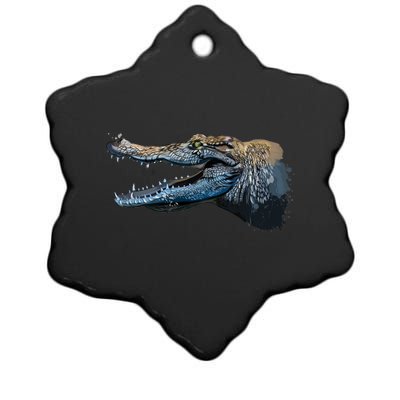 Crocodile Head Portrait From A Splash Ceramic Star Ornament