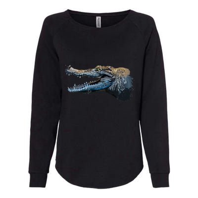 Crocodile Head Portrait From A Splash Womens California Wash Sweatshirt