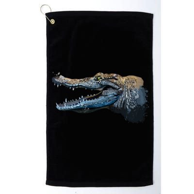 Crocodile Head Portrait From A Splash Platinum Collection Golf Towel