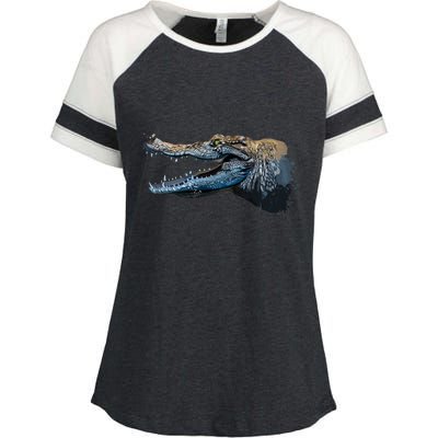 Crocodile Head Portrait From A Splash Enza Ladies Jersey Colorblock Tee