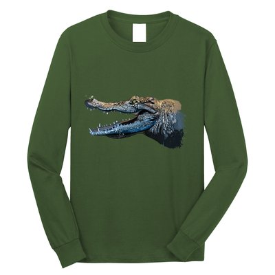 Crocodile Head Portrait From A Splash Long Sleeve Shirt