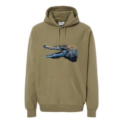 Crocodile Head Portrait From A Splash Premium Hoodie