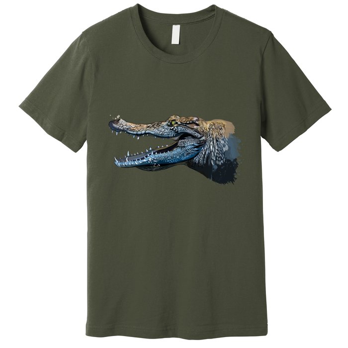 Crocodile Head Portrait From A Splash Premium T-Shirt