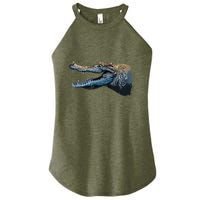 Crocodile Head Portrait From A Splash Women's Perfect Tri Rocker Tank