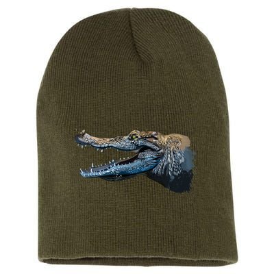 Crocodile Head Portrait From A Splash Short Acrylic Beanie