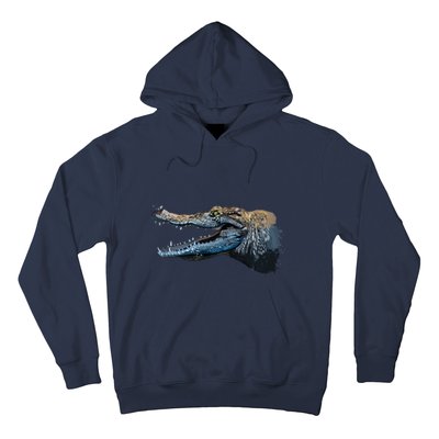 Crocodile Head Portrait From A Splash Hoodie