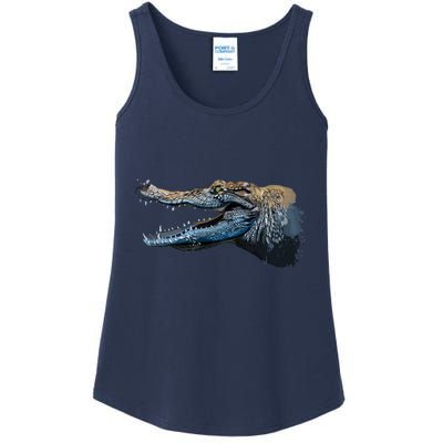 Crocodile Head Portrait From A Splash Ladies Essential Tank