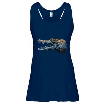 Crocodile Head Portrait From A Splash Ladies Essential Flowy Tank