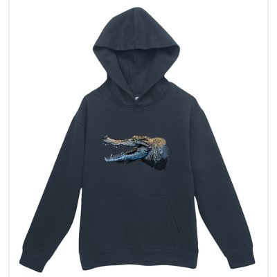 Crocodile Head Portrait From A Splash Urban Pullover Hoodie