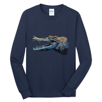 Crocodile Head Portrait From A Splash Tall Long Sleeve T-Shirt