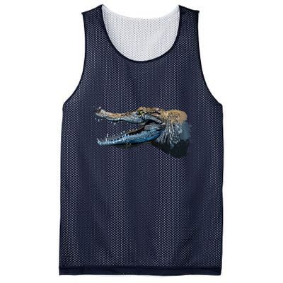 Crocodile Head Portrait From A Splash Mesh Reversible Basketball Jersey Tank