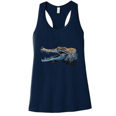 Crocodile Head Portrait From A Splash Women's Racerback Tank