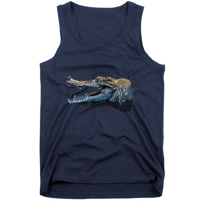 Crocodile Head Portrait From A Splash Tank Top