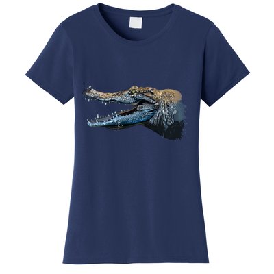 Crocodile Head Portrait From A Splash Women's T-Shirt