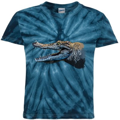 Crocodile Head Portrait From A Splash Kids Tie-Dye T-Shirt