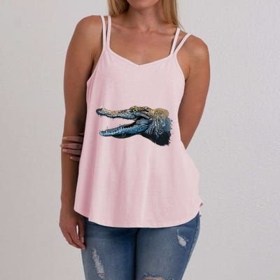 Crocodile Head Portrait From A Splash Women's Strappy Tank