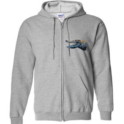 Crocodile Head Portrait From A Splash Full Zip Hoodie