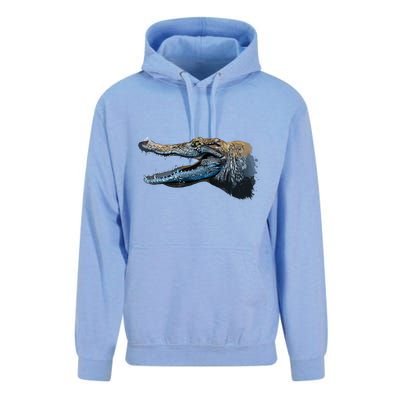 Crocodile Head Portrait From A Splash Unisex Surf Hoodie