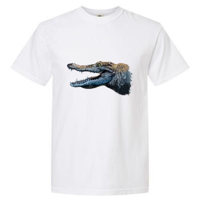 Crocodile Head Portrait From A Splash Garment-Dyed Heavyweight T-Shirt