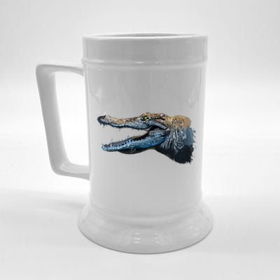 Crocodile Head Portrait From A Splash Beer Stein