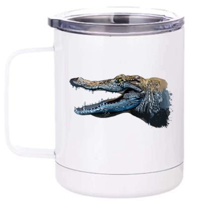 Crocodile Head Portrait From A Splash 12 oz Stainless Steel Tumbler Cup