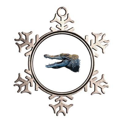 Crocodile Head Portrait From A Splash Metallic Star Ornament