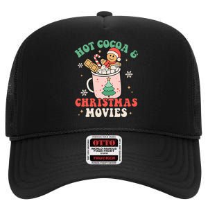 Cozy Holiday Pajama Set with Hot Cocoa and Christmas Movies High Crown Mesh Back Trucker Hat