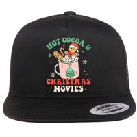 Cozy Holiday Pajama Set with Hot Cocoa and Christmas Movies Flat Bill Trucker Hat