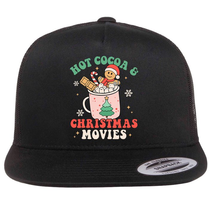 Cozy Holiday Pajama Set with Hot Cocoa and Christmas Movies Flat Bill Trucker Hat