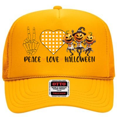 Cute Halloween Peace Love And Gnome Fall Great Gift High Crown Mesh Back Trucker Hat