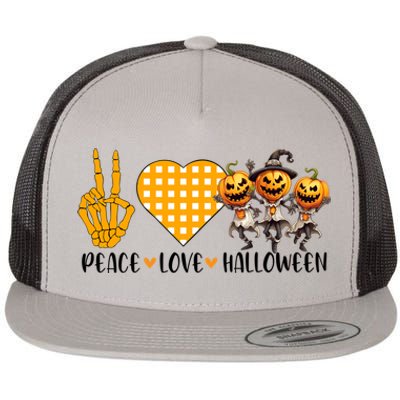 Cute Halloween Peace Love And Gnome Fall Great Gift Flat Bill Trucker Hat