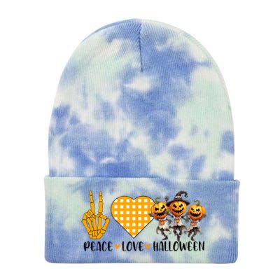 Cute Halloween Peace Love And Gnome Fall Great Gift Tie Dye 12in Knit Beanie