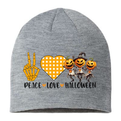 Cute Halloween Peace Love And Gnome Fall Great Gift Sustainable Beanie