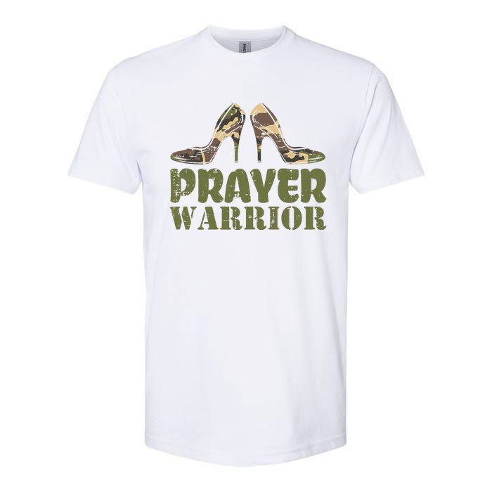 Camo Heels Prayer Warrior Faith God Jesus Christian Softstyle CVC T-Shirt