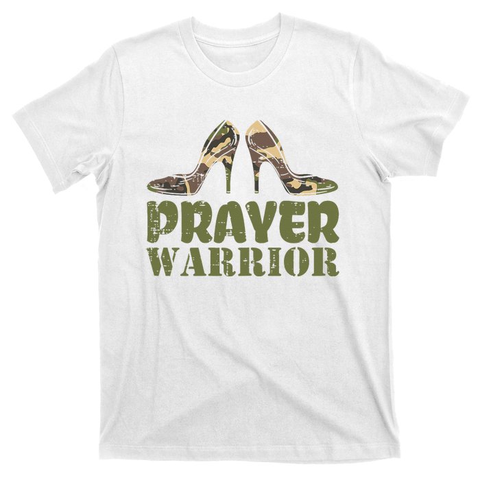 Camo Heels Prayer Warrior Faith God Jesus Christian T-Shirt