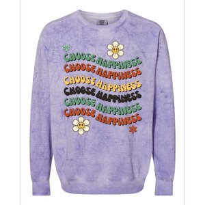 Choose Happiness Retro Sunflower Colorblast Crewneck Sweatshirt