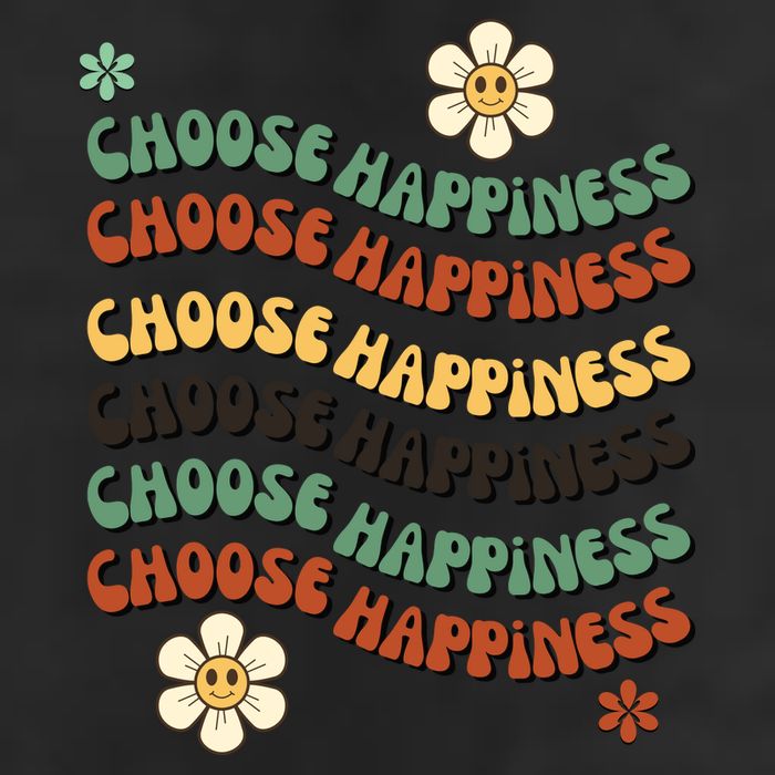 Choose Happiness Retro Sunflower 7 Panel Mesh Trucker Snapback Hat
