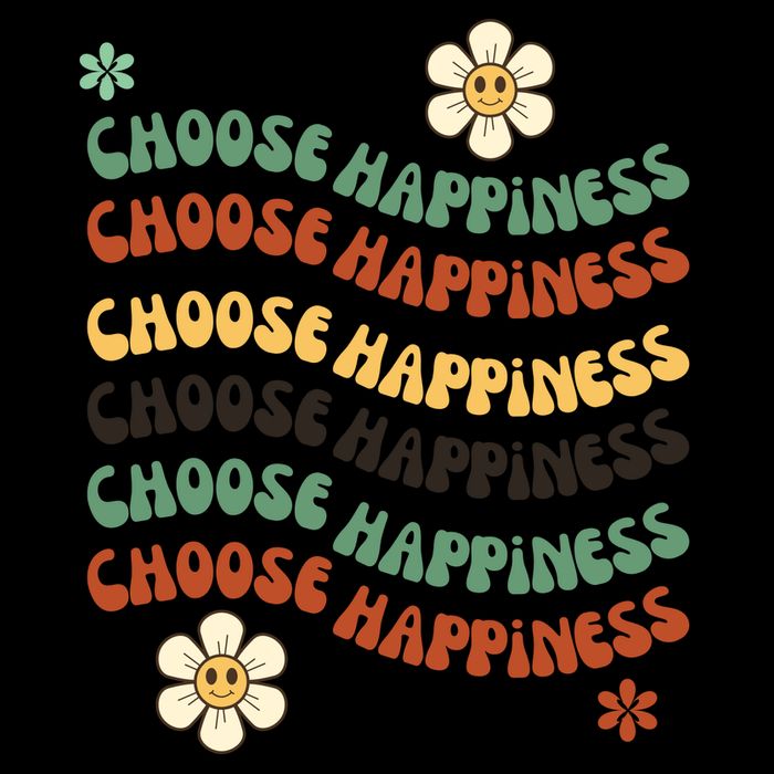 Choose Happiness Retro Sunflower Drawstring Bag