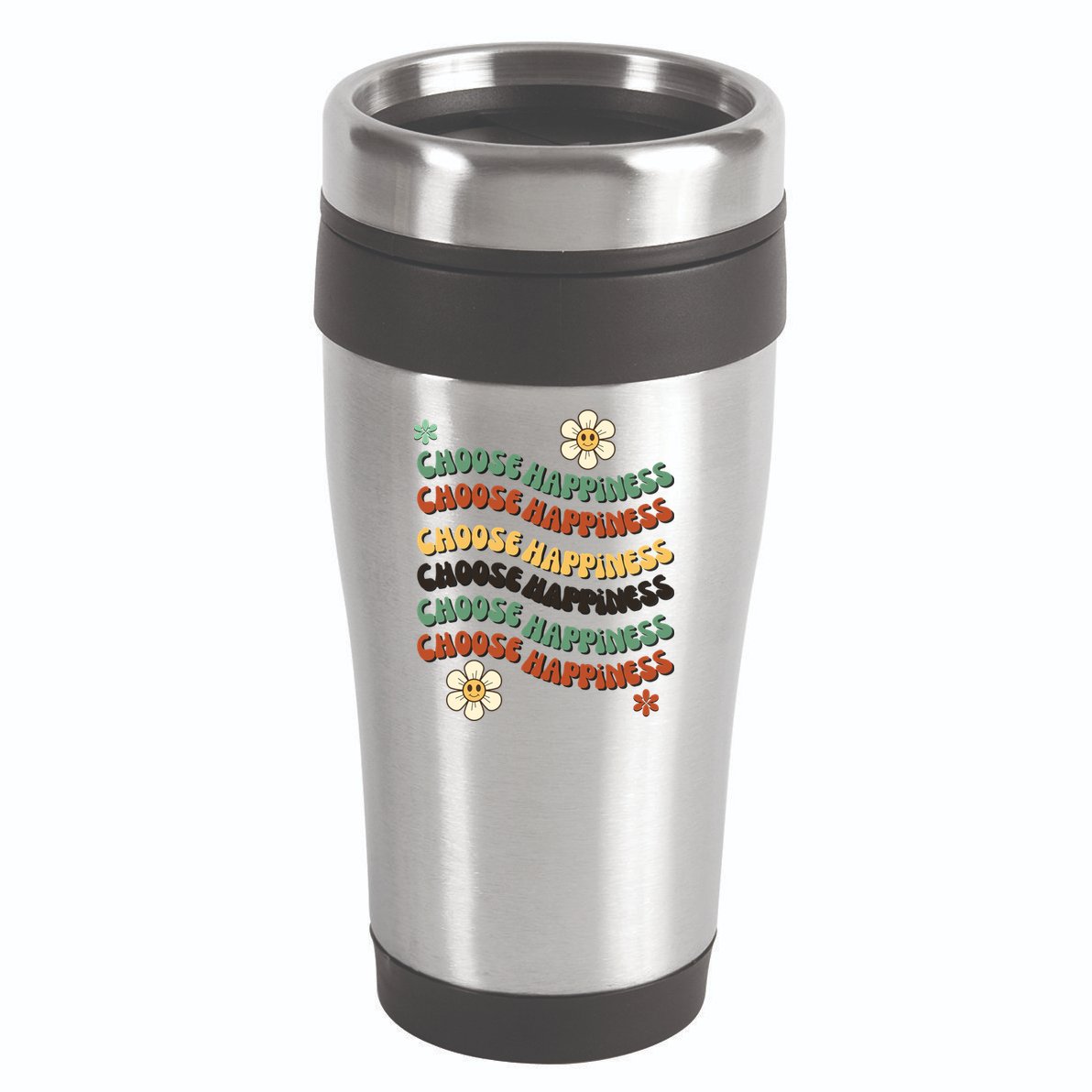 Choose Happiness Retro Sunflower 16oz Travel Tumbler